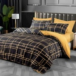 Pamposh Double Duvet Set Black & Gold Doublesided Bedding Set 3 PCS With Ultra x