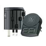 SKROSS - Alpha + 4 USB - Adaptateur de Voyage Universel du Monde au Monde - Tension : 100V - 1000W / 250V - 2500W - 10A pour l'ordinateur Portable et Le sténien de Cheveux + 4 USB (24W - 4.8A)