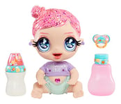 Glitter Babyz MGA Marina Finley Baby Doll with 3 Magic Colour Changes Through Ice Cold Water, Pink Glitter Hair, Mermaid Outfit, Nappy, Bottle and Dummy - For Children from 3 Years