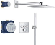 GROHE Precision SmartControl, Ensemble de Douche Encastré 3 sorties, Douche de Tête Vitalio SmartActive Cube 310 2 jets, Douchette Vitalio Get Stick 1 jet, Flexible 1,5 m, Chromé, 34875000