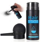 Fibres Capillaires Avec Applicateur en Spray, Poudre de Cheveux de Qualité Professionnelle, Correcteur de Perte de Cheveux Pour Cheveux Clairsemés Pour Femmes et Hommes (2 pièces Le Noir)