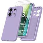 Coque Protection Caméra pour Xiaomi Redmi Note 13 Pro 5G（Pas pour la 4G）, Violet Liquide Souple TPU Silicone Housse Étui avec Trois Film Protection d'écran en Verre Trempé pour Redmi Poco X6 5G