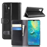 Genuine Split Leather Wallet Case - Huawei P30 Pro - Black