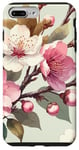 iPhone 7 Plus/8 Plus Pink White Cherry Blossom Pattern Case