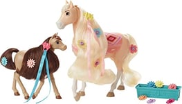 Dreamworks Spirit Spirit Stable Style Chica Linda (20,3 cm), Figurine de Poulain, Outil pour Cheveux et Accessoires de Coiffure, Brosse, Miroir, Excellent Cadeau pour Les Enfants de 3 Ans et Plus