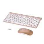 Cuifati Slim Waterproof 2.4GHz Wireless Keyboard and Mouse Kit,Rechargeable Keyboard Mouse,Silent Ergonomic Keyboard and Mouse for Apple Macbook PC Win XP/ 7/8 PC/Laptop/Smart TV/Gaming(Gold)