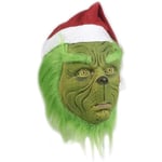 Grinchen Full Head Latex Mask med Peruk Tomteluva Monster Cosplay