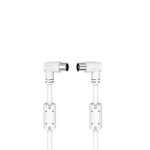 Hama Câble Antenne TV Coudé Garantie 10ans (Cable Coaxial TV, M/F, 2x coudé 90°, 3m, triple blindage 90db, Anneau Ferrite, Cable Coaxial Satellite, Connexion TV vers Fiche TV Murale ou Décodeur) Blanc