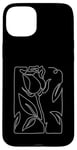 Coque pour iPhone 15 Plus Rose Fleur Abstraite Dessin Minimaliste one Line Art