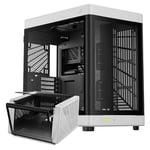 GAMDIAS PC Gamer Boitier, Boîtiers Gaming EATX Grand Tour Vide, 2 Positions, Double Chambre, Porte en Verre Trempé à Ouverture Tactile, Airflow, Blanc