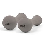 Phoenix Fitness RY927-2 Neoprene Dumbbell Weight for Home Exercise Men, Women and Kids Arm Hand Weights Pilates Dumbbells - Sold as a Pair 1.5kg, Grey