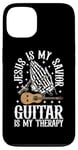 Coque pour iPhone 13 Jesus Is My Savior Guitar Is My Therapy Foi Musique Amour