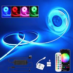 WiFi RGB COB LED Strip with Power Supply,Flexible LED Strip 576 LED/M Dimmable Strip Light,12V APP/Remote Control Timing Music Sync Compatible with Alexa/Google Home