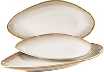 MÄSER 931993 La Sinfonia Lot de 3 assiettes de service en céramique en 3 tailles, look vintage moderne avec dégradé de couleur beige à blanc crème, grès