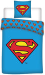 Superman sängkläder - 140x200 cm - Superman logotyp - 2 i 1 bäddset - Påslakan i 100% bomull