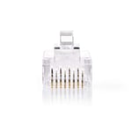 RJ45-kontakt | RJ45 Pass Through | Strandad UTP CAT5 | Rak | Guldplaterad | 10 st. | PVC | Transparent | Plastpåse