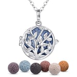 INFUSEU Collier Diffuseur Huiles Essentielles, Arbre De Vie Parfum Pour Collier Diffuseur Parfum Femme La Vie Est Belle Naturelle Argent Plaqué Pendentif La Vie Est Belle Bijoux