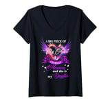 Womens A big part of my heart in heaven and she is my daughter V-Neck T-Shirt