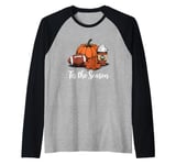 Tis the Season Fall Leaf Football Autumn Pumpkin Spice Latte Raglan Baseball Tee