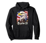 Psalms 91 Bible Verse Protection & Blessing Eagle Flag USA Pullover Hoodie