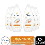 Dove Fruity Nourish Body Wash 0% Sulfate SLES for Soft & Smoother Skin, 6x225ml