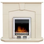 Adam Abbey Fireplace in Stone Effect with Blenheim Electric Fire in Chrome, 4...