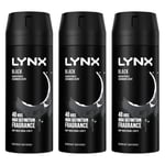 Lynx Mens Body Spray Black 48-H High Definition Fragrance Deo for Men, 3x150ml - One Size