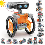 VEPOWER Robot Solaire, 15 in 1 Energie Solaire et Batterie Double DIY Cadeau, Robot Jouet Enfant STEM Jeux de Construiction pour Garçon Fille 8 9 10 11 12 13 Ans (212Pièces)