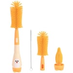 Vicloon Goupillon Biberon Silicone, 2 en 1 Nettoyage Biberon Brosse, Goupillon Biberon et Tétine pour Toutes Les Tailles de Biberons, Tête de Brosse Longue durée, sans BPA (Jaune)