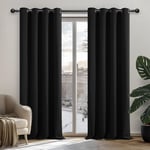 Deconovo Rideau Occultant Thermiques Anti Froid, Double Rideau Isolant Anti-Bruit, Économie d'Énergie, Idéal pour Chambre et Salon, 107x214 CM (Largeur x Hauteur), Noir, 2 Pièces