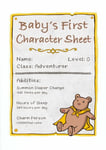 Gratulationskort - Baby’s First Character Sheet