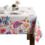 Maison d' Hermine Happy Florals - High Summer Nappe 100% Coton pour Cuisine, dîner, Plateau de Table, décoration de fête, Mariage, fête mères, Printemps/été, (Rectangle, 160cm x 220cm)