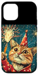 iPhone 12/12 Pro New Year Cheer with this Happy and Funny looking Cat Design Case