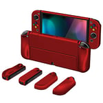 PlayVital AlterGrips Coque de Protection pour Nintendo Switch OLED,Housse Protective Dockable pour Switch OLED,Grip Cover Joycon Rigide avec Capuchon Joystick&Cap Bouton-Rouge Écarlate