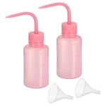 PATIKIL 150ml Wash Bottle, 2pcs Plastic Squeeze Bottle Narrow Mouth Bottle with Funnel Foam Bottle for Green Soap Cleaning Washing Irrigation, Pink