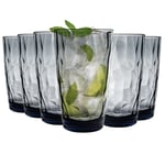 Bormioli Rocco 12x Diamond Highball Glasses Dimpled Water Tumblers 470ml Blue