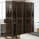 vidaXL Room Divider 6 Panels Dark Brown Solid Wood Paulownia NEW