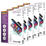 Fellowes A4 Laminating Pouches - Gloss Finish - 500 Sheets (5 x 100 Sheets), 160 Micron (2 x 80 Micron) High Quality Finish with ImageLast Directional Quality Mark - Ideal for Photos and Notices