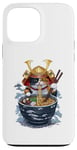 Coque pour iPhone 13 Pro Max Chat Samouraï mangeant des ramen Anime