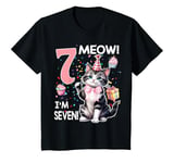 Youth MEOW! I am 7 cat theme birthday outift for 7 year old girls T-Shirt