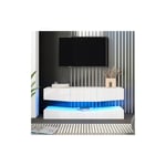 Modernluxe - Meuble tv suspendu 180cm avec trois tiroirs et éclairage led pour salon et bureau, blanc