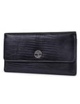 Timberland Women Leather RFID Flap Wallet Clutch Organizer, Black (Exotic), One Size