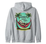 Relaxing Sloth Hammock Don’t Care Funny Tropical Palm Tree Zip Hoodie