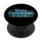 La natation en hiver est mon vrai métier PopSockets PopGrip Adhésif