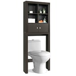 Giantex Meuble WC de Rangement Au-Dessus des Toilettes, Meuble de Salle de Bain avec Étagères Réglables, 4 Compartiments Ouverts, Placard à Porte, 60 x 20 x 165 cm (Marron)