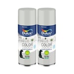 Dulux Valentine Peinture Intérieure et Extérieure Aérosol Color Touch - Satin Gris Clair 400 ml - Lot de 2