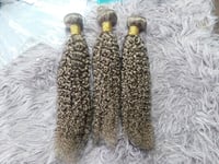 18+18+18INCH BRAZILIAN HUMAN HAIR KINKY CURL HONEY BLONDE 27# 3BUNDLES 300g 12A