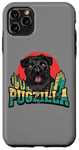 Coque pour iPhone 11 Pro Max Retro Pug Pugzilla Funny Dog Lover Japanese Movie Poster