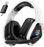 Casque Gaming Sans Fil Pour Pc, Ps5, Ps4, 2,4 Ghz Usb Et Type-C Avec Microphone, Batterie 40h, Casque Bluetooth Pour Switch, Ordinateur Portable, Mobile, Mac