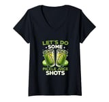 Womens Let's Do Some Pickle Juice Shots Fitness Vegan Cucumber V-Neck T-Shirt